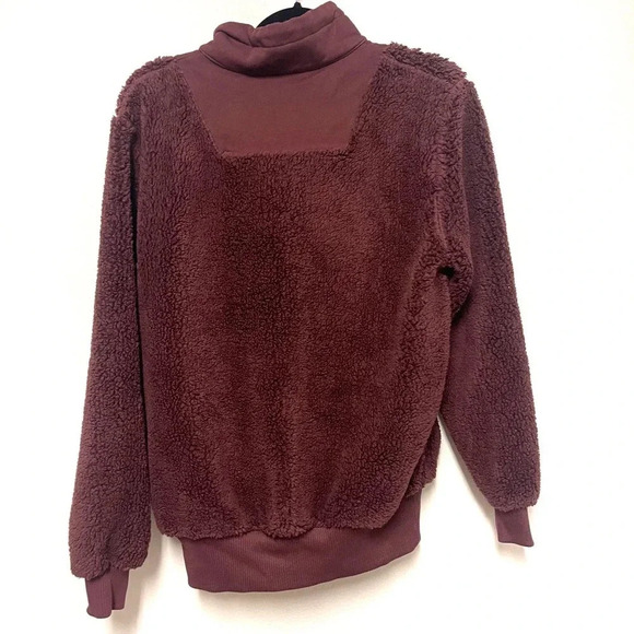 NWT Sweaty Betty Sherpa Half Zip Sweatshirt - Faux Sherling Plush Textured - Picture 5 of 7